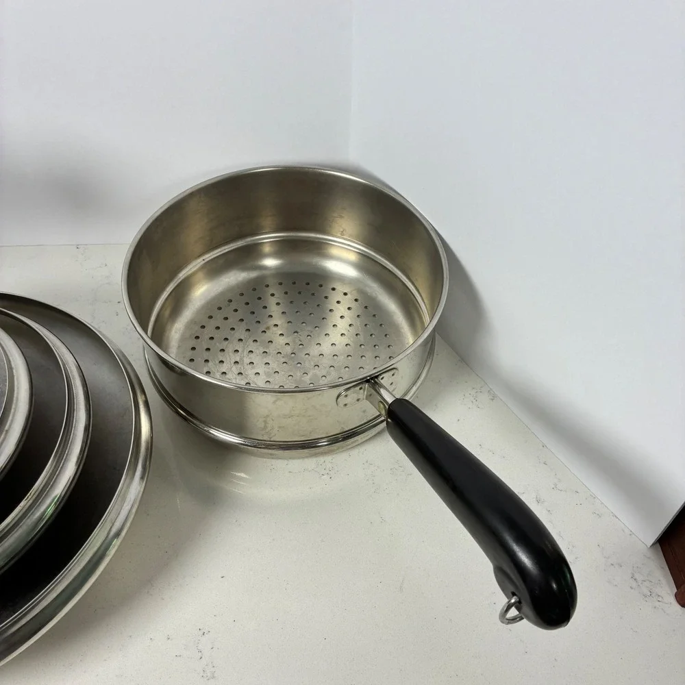 Vtg Revere Ware Set Copper Bottom Stainless MCM Farmhouse Retro Classic Durable